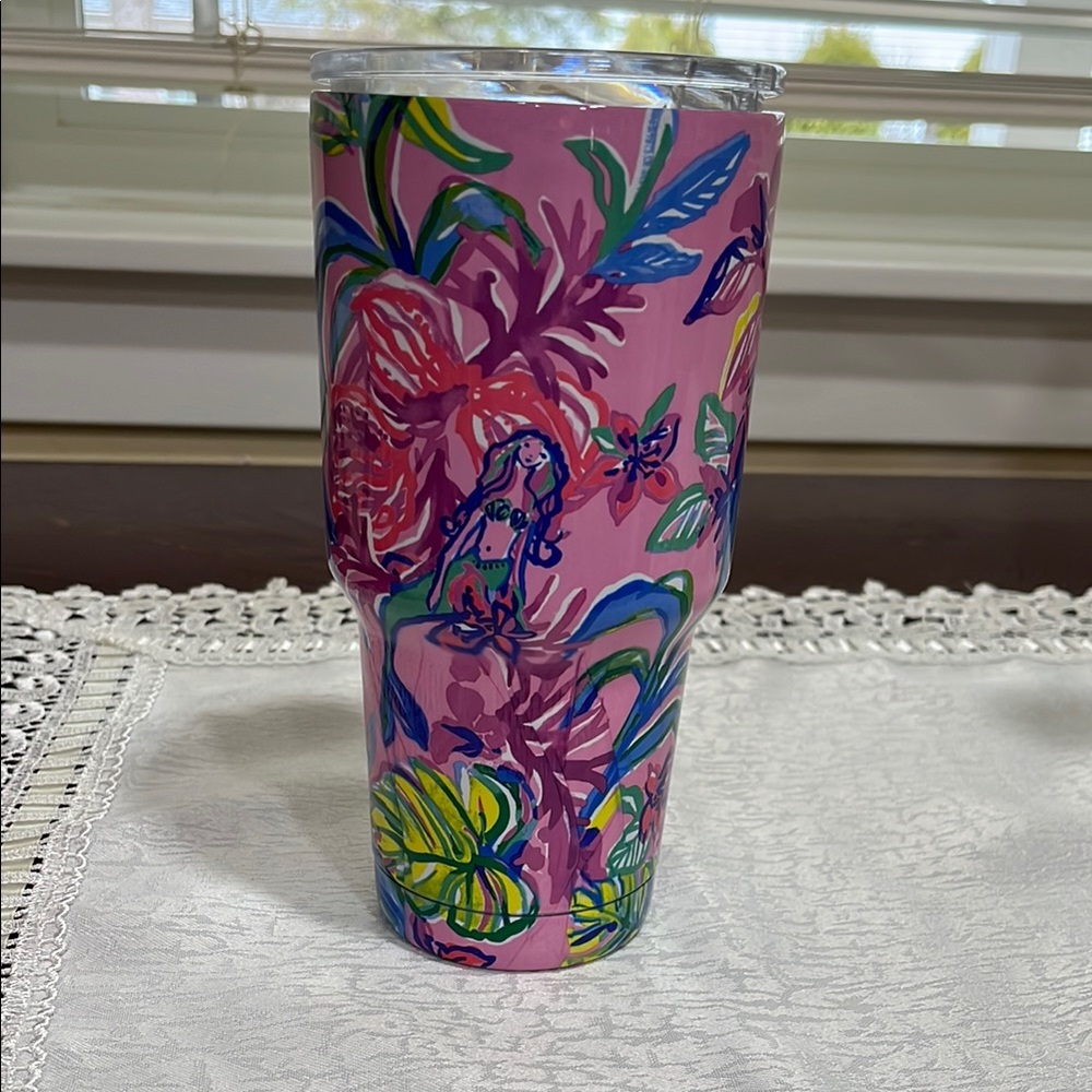 Lilly Pulitzer Pink and Green Floral Tumbler